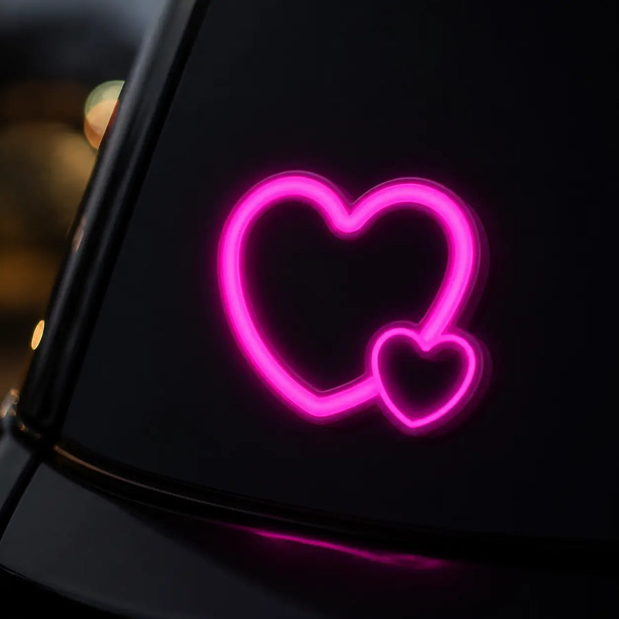 Solar Heart LED Car Light glowing at night